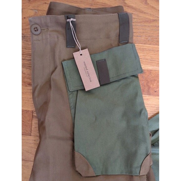 New Wasted Collective Cargo Hiking Field Pants Size Small Green Brown Japan NWT - Picture 5 of 11
